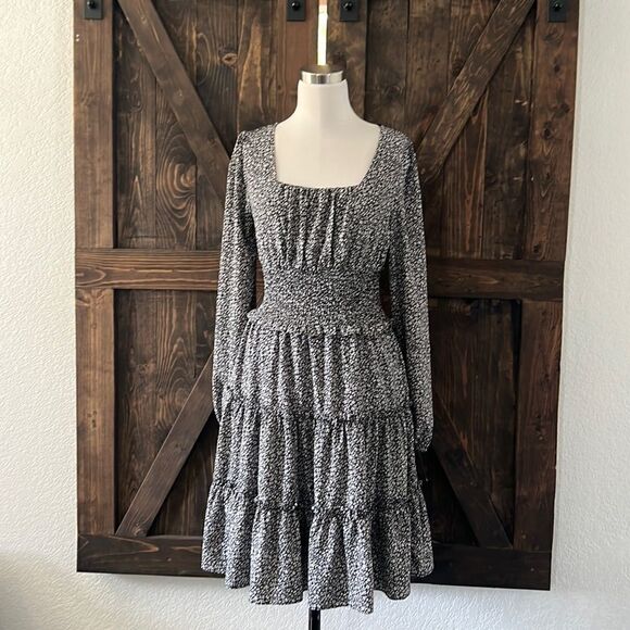 Nasty Gal Boho Skirt Long Sleeve Floral Print Ruffle Skater A Line Swing Mini - Picture 2 of 11